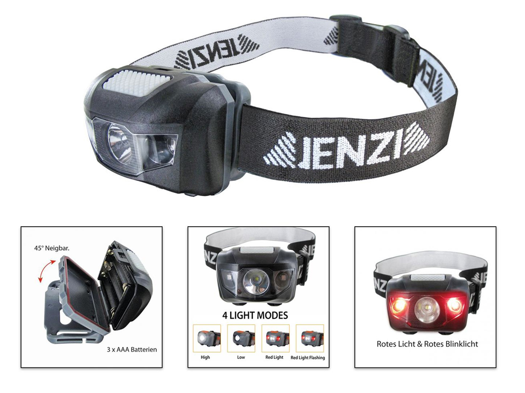 LED Kopflampe - Head Light HL100 - JENZI - mit Rotlicht