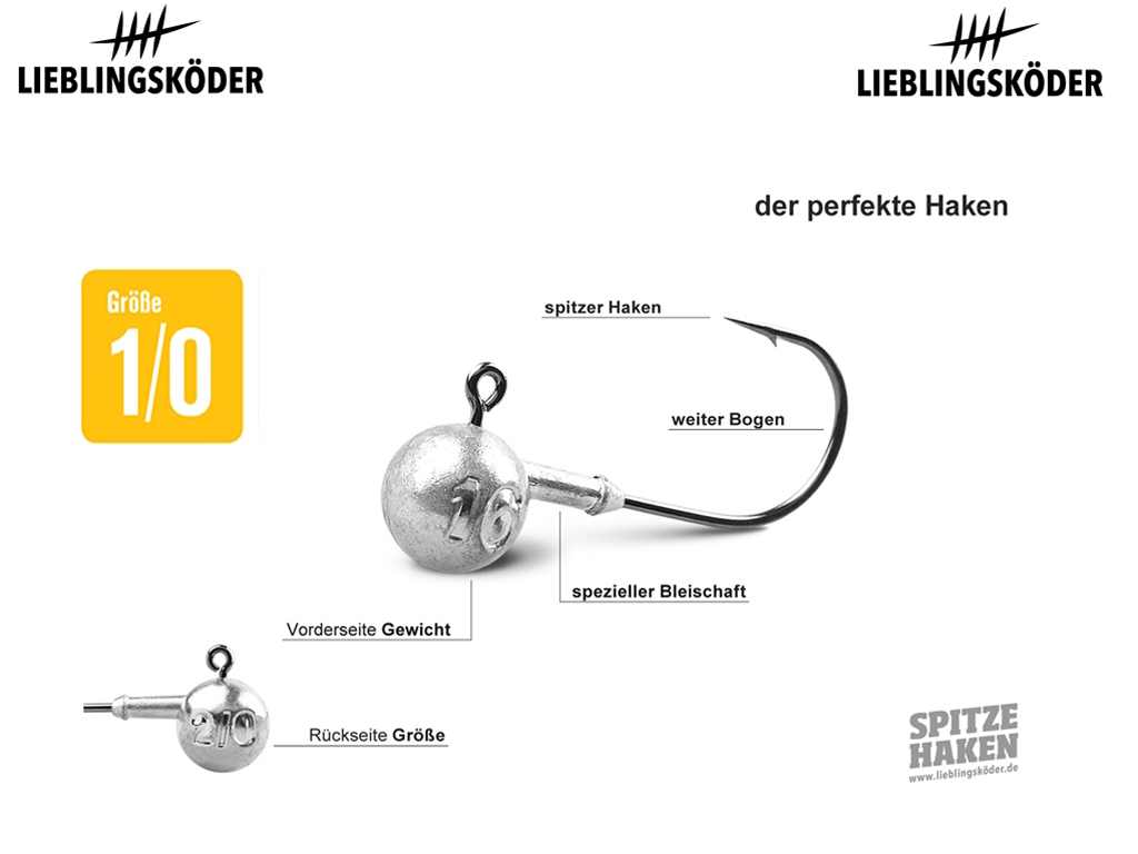 Lieblingsköder Jigkopf-Set 1/0  - 16 Jigköpfe + 25 Snaps