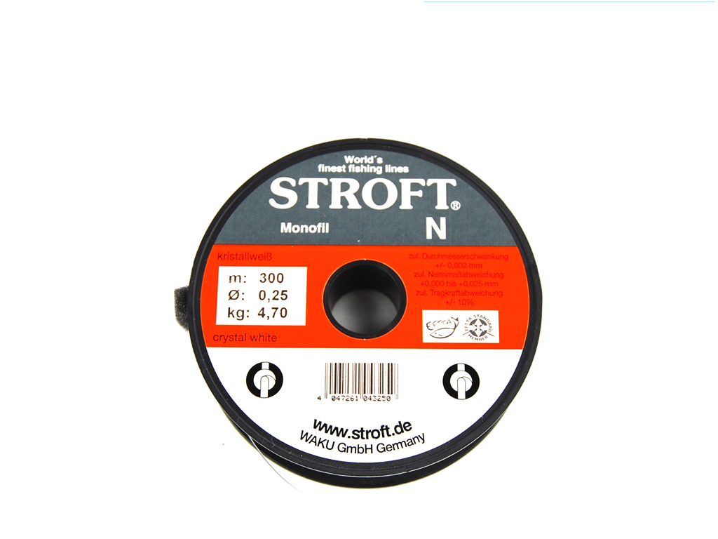 Stroft - N - Kristallweiß -  Monofile Schnur - 300 m 0,25 mm -  Tragkraft 4,7 Kg