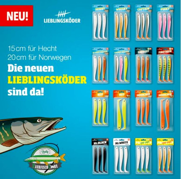 Leurre Caoutchouc Lieblingsköder 15cm – Lot De 3, Pour Brochet, Sandre, Tunnel Tête Plombée, Action De Flanc Puissante