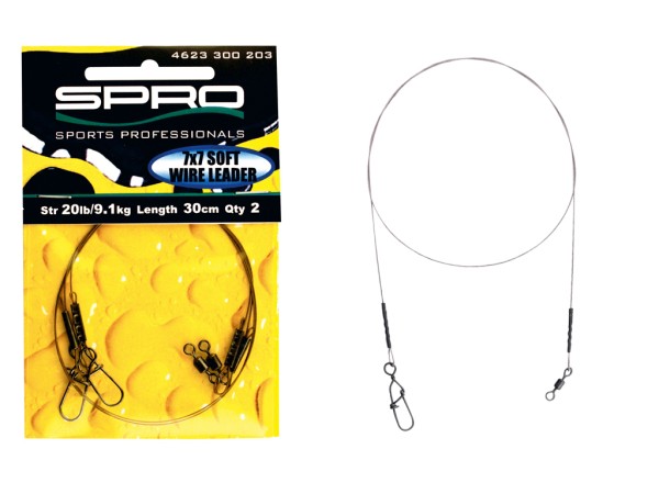 Spro - 7x7 Soft Wire Leader - 30 cm Stahlvorfach gebunden