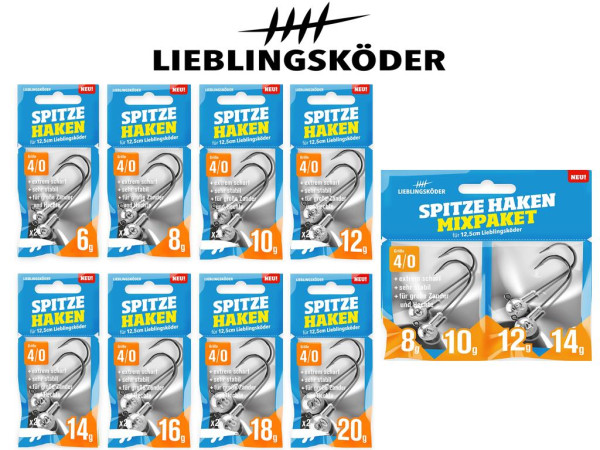 Lieblingsköder - Spitze Haken 4/0 - 4 bis 24 g