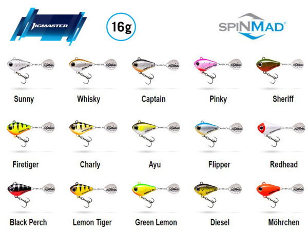 SpinMad Jigmaster 16 g - 15 Farben zur Auswahl - Hecht, Zander, Barsch