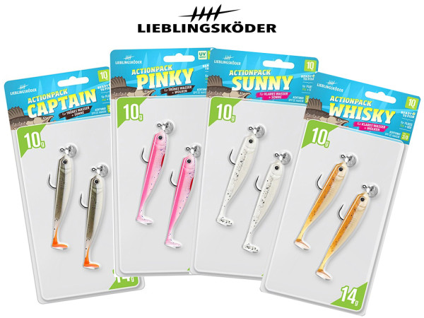 Lieblingsköder Actionpack Set 10 cm - 4 er Pack fertig montierte Köder