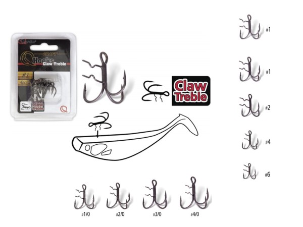 QUANTUM Claw Treble Hooks