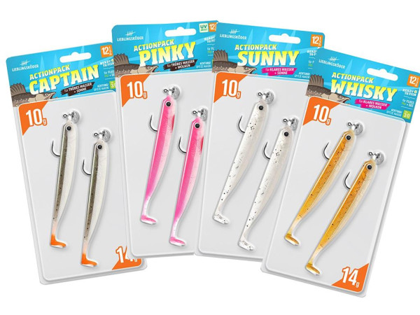 Lieblingsköder Actionpack Set 12,5 cm - Kombi-Set: 4 er Pack fertig montierte Köder