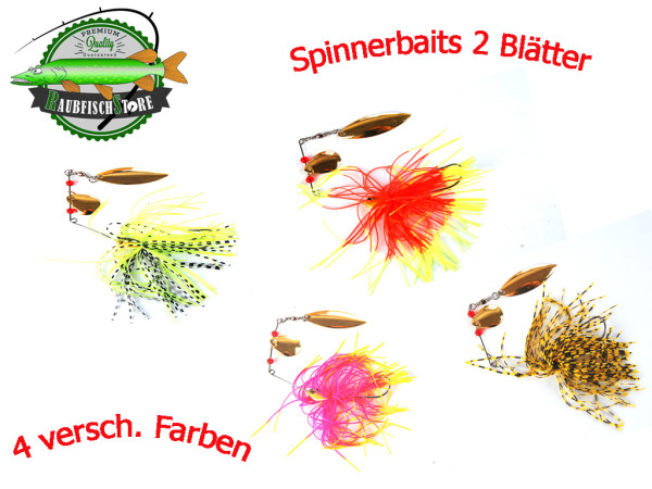 Spinnerbait 15g - 4 versch. Farben - 2 Blätter