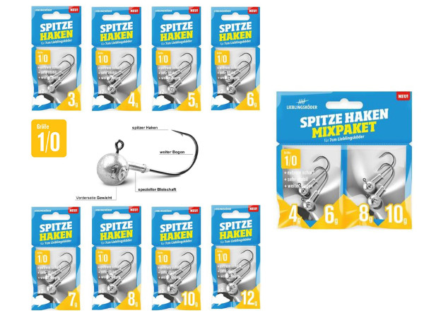 Spitze Haken 1/0 für 7 cm Lieblingsköder