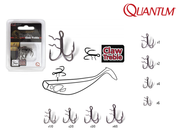 QUANTUM Claw Treble Hooks