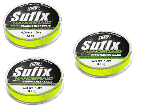 SUFIX Nano Braid - 100 m Spule - Neon Chartreuse