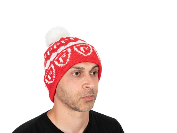 Fox Rage Voyager Red and White Bobble Hat - Bommelmütze