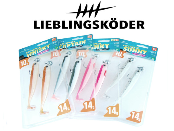 Lieblingsköder Actionpack Set 12,5 cm - Kombi-Set: 4 er Pack fertig montierte Köder